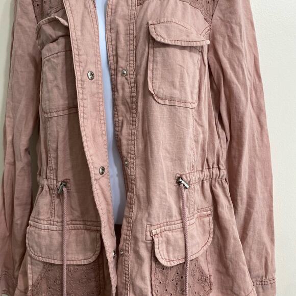 Maurices Blush Utility Jacket with Lace Accents - Picture 9 of 11